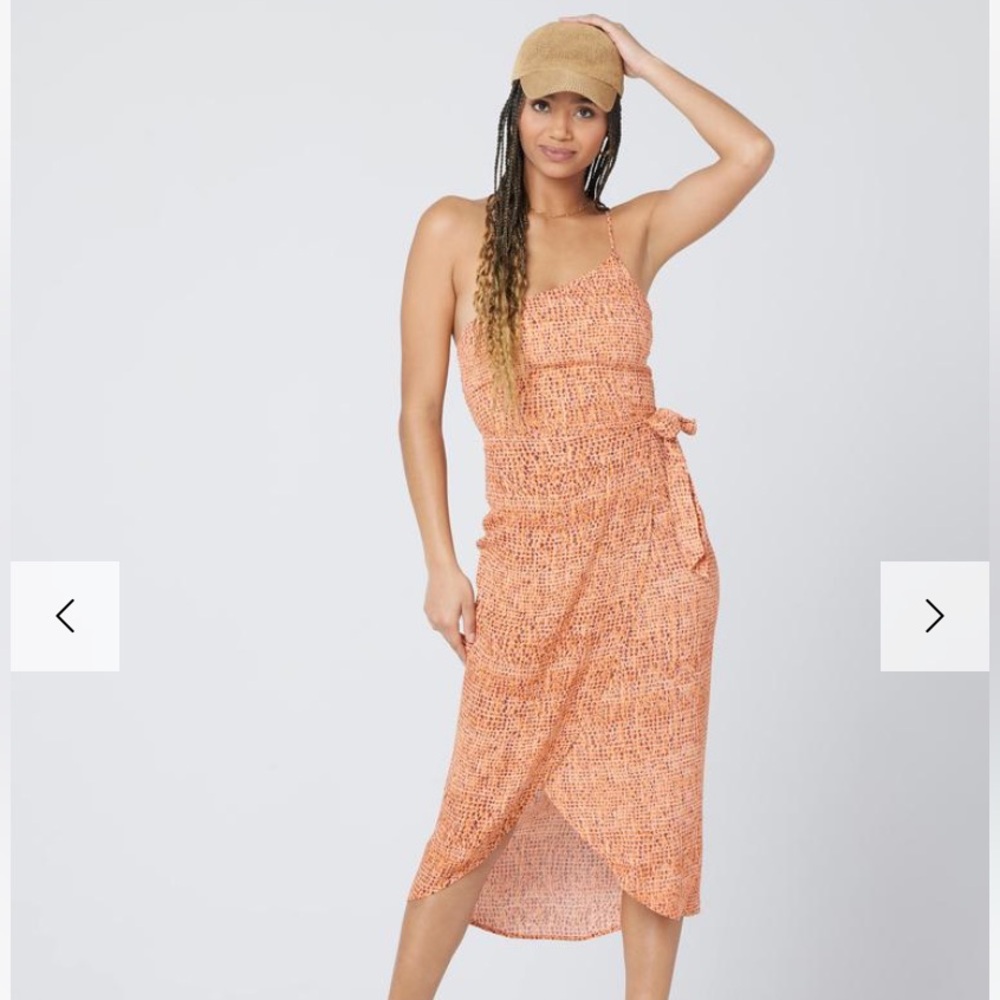 L*Space Revolve Chloe Dress One Shoulder Midi Wrap Style Tie, Size 10 NWT